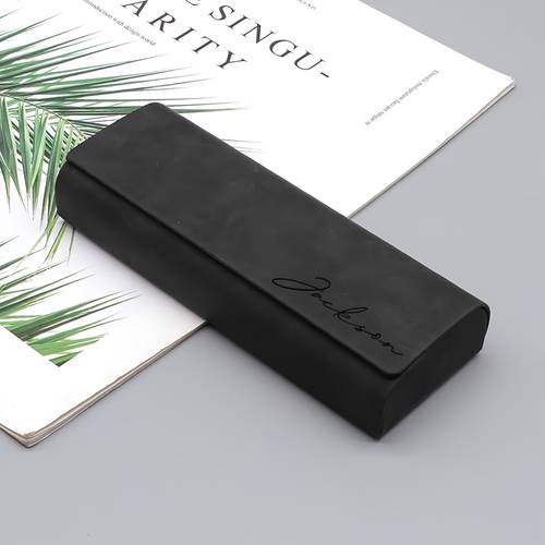 customizable personalized laser engraved letter hard pu faux leather glasses case unisex large capacity shockproof and waterproof glasses protective case all weather scratch resistant glasses case travel letter gift