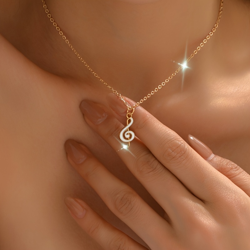 1pc Fashionable And Versatile Elegant Gentle Minimalist Enamel Daisy Musical Note Chain Necklace Suitable For Women' Vacation Music Festival Wear