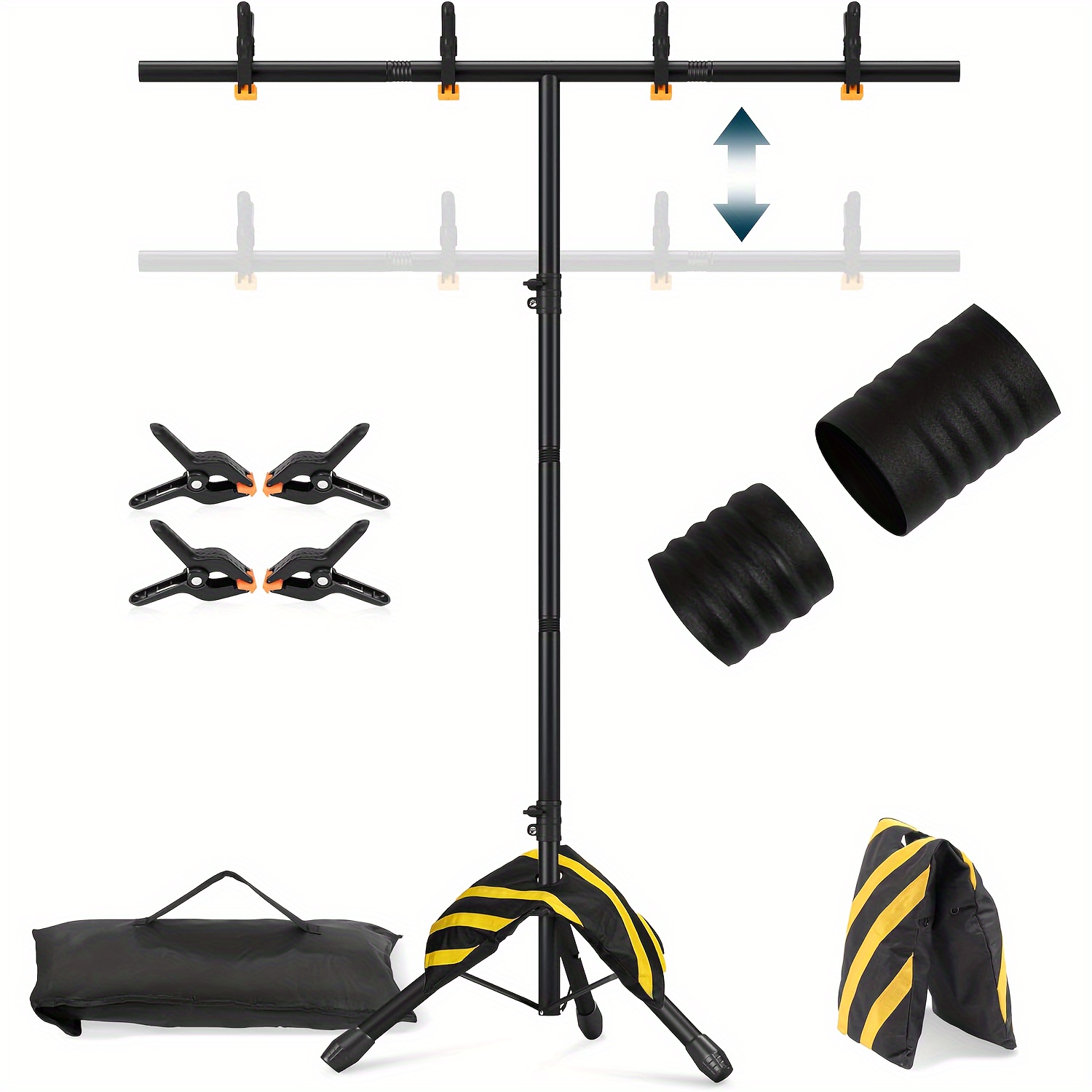 

T- Portable Backdrop Stand 6.5x3.2ft, Stand Kit, Small Backdrop Stand 4 Clamps, Sandbag, Bag For Parties, , , Decoration