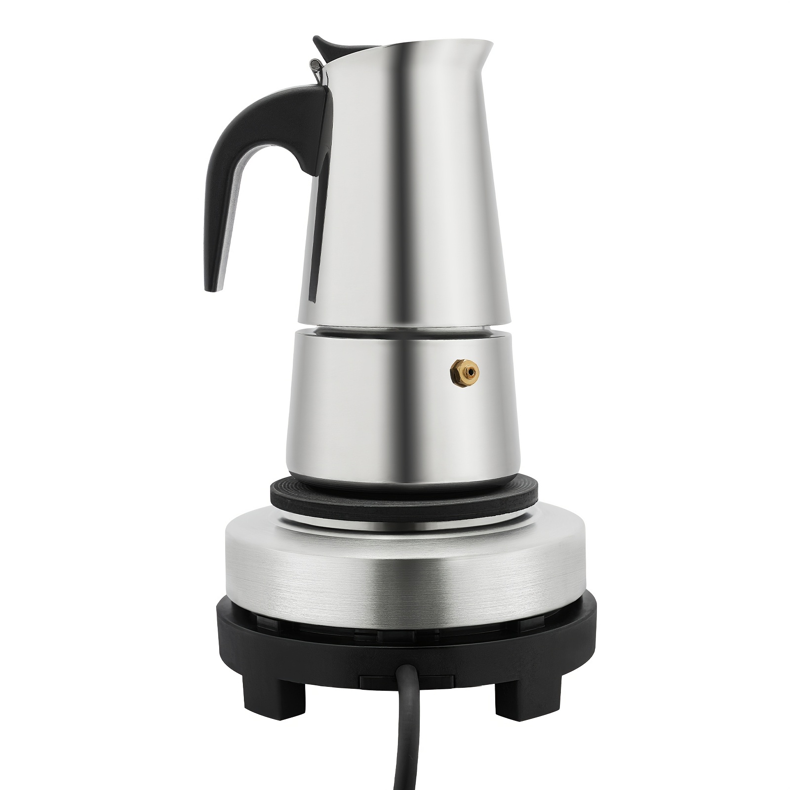 9-Cup Stainless Steel Moka Pot & Electric Stove Set - Stovetop Espresso Maker For Home, Office, Bar