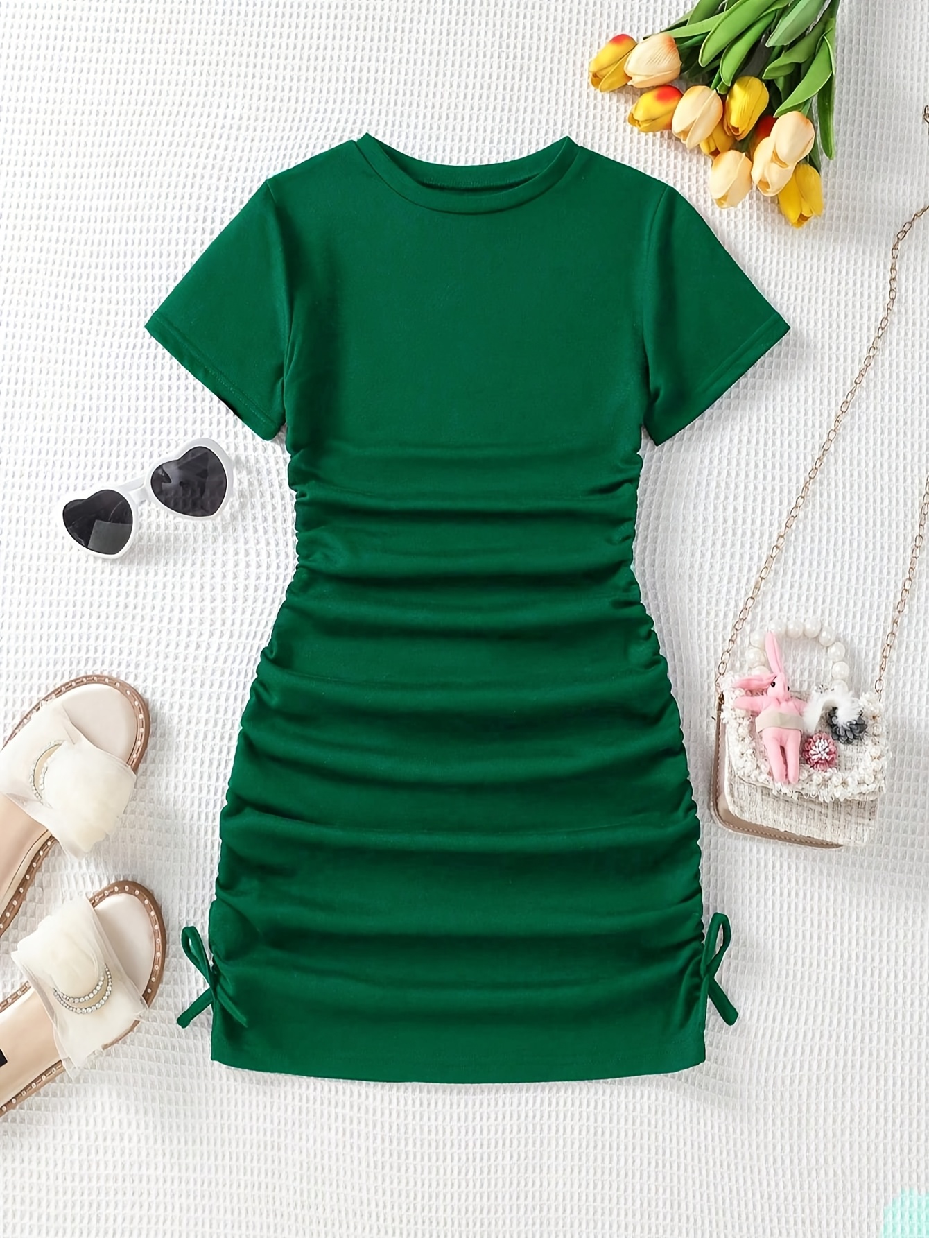 army green colour dress Army Green Colour Shift Dress With Pin-tuck Yoke – Suparshavstudio main image 0