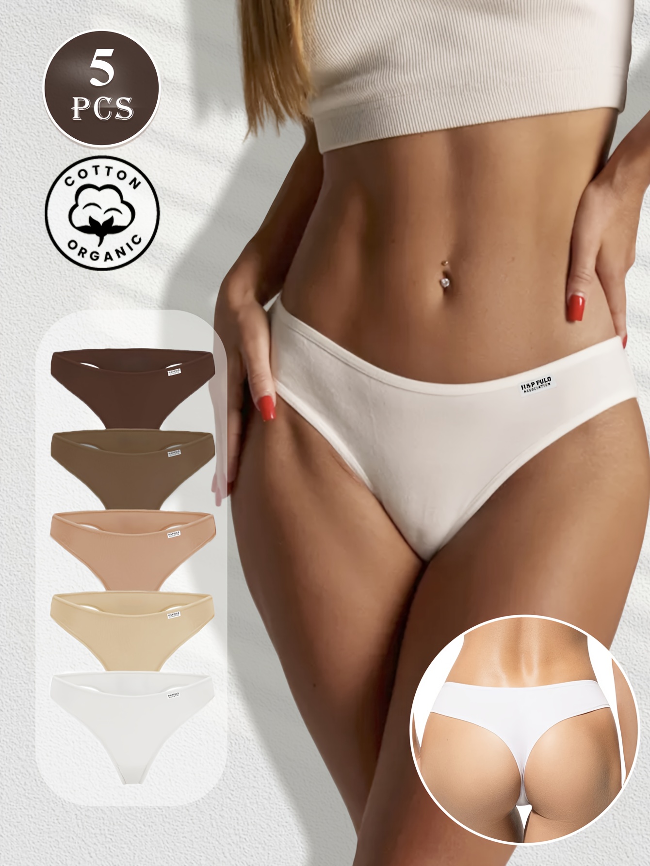 5-Pack Simple Solid Color Women s Panties -   Tone, Low-    Underwear Comfortable   Seam-Free Elegantly Sexy Bikini Style XS to XXL, Underwear for Women Set, Cute Colourful Underwear, Womens Underwear Pack, Seamless Panties for Women, Padded Butt Panties,  , Casual Wear,  , Soft Fabric,  , Plus Size Friendly