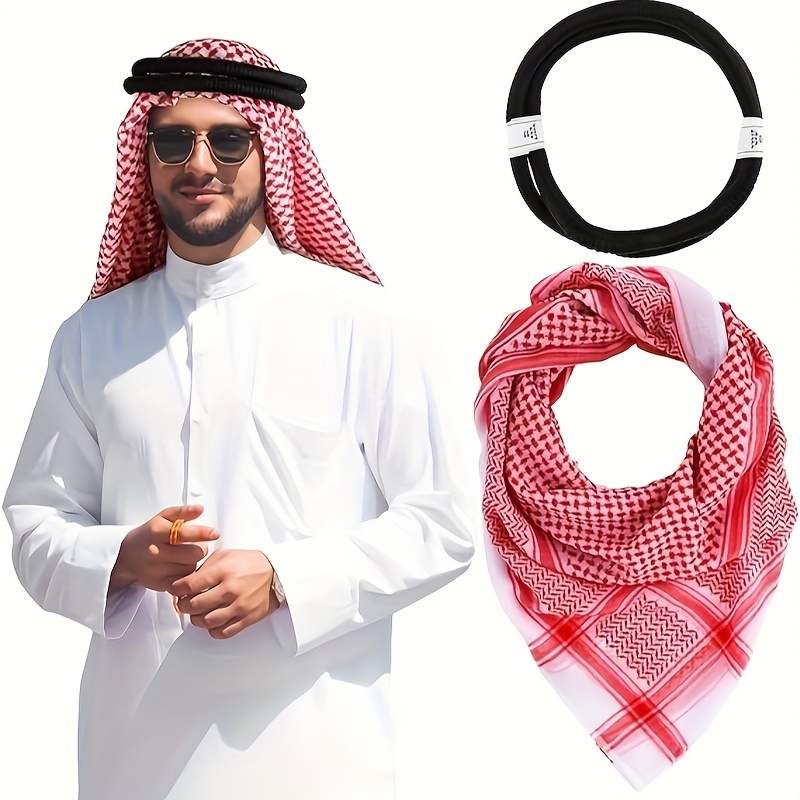 

Men's Headscarf Headband Arab Scarf For Men And Women, Muslim Men's Headband, Arab Islamic Men's Hijab Omar Headbands Qatari Hairbands Saudi Men's Hair Rope