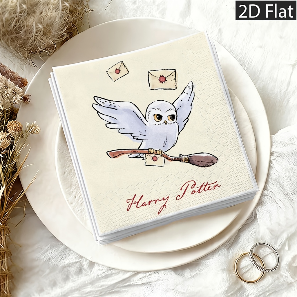 TEMU 2d Flat 20pcs Warner Harry Potter Disposable Paper Napkins, 2-ply For Extra Durability - Perfect For Weddings, Birthdays & Celebrations, Gifts