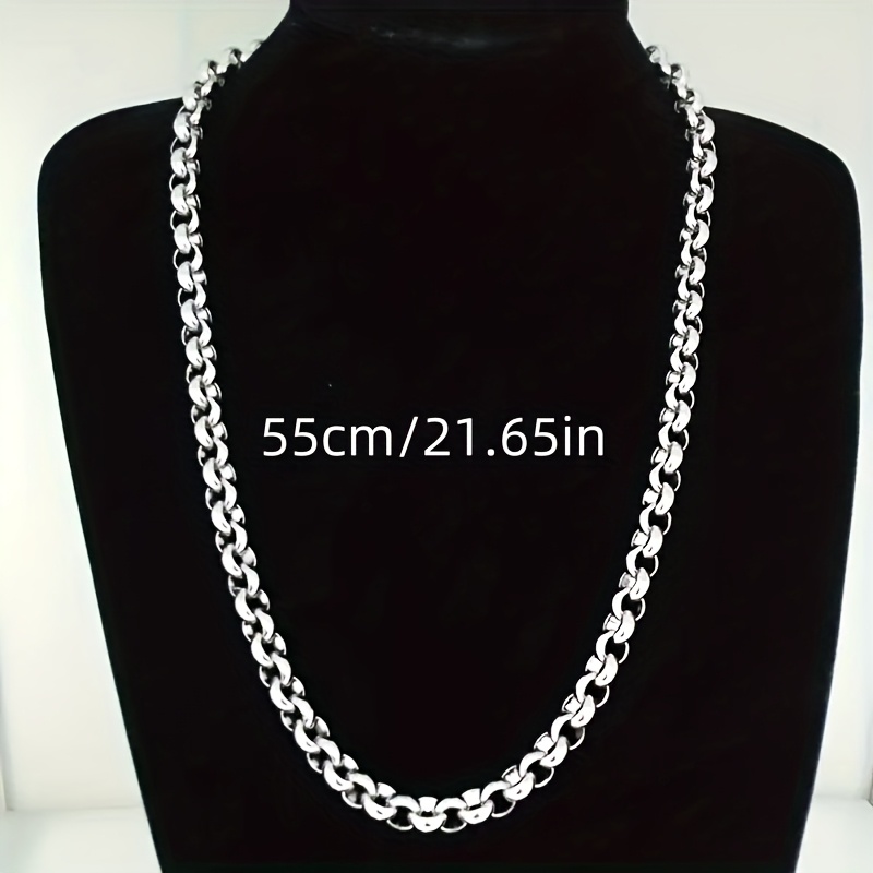 TEMU Collar de Cadena Elegante de Acero Inoxidable de 8mm - Diseño de Anillo Hueco, Joyería Unisex Duradera para Hombres y Mujeres, Color Acero