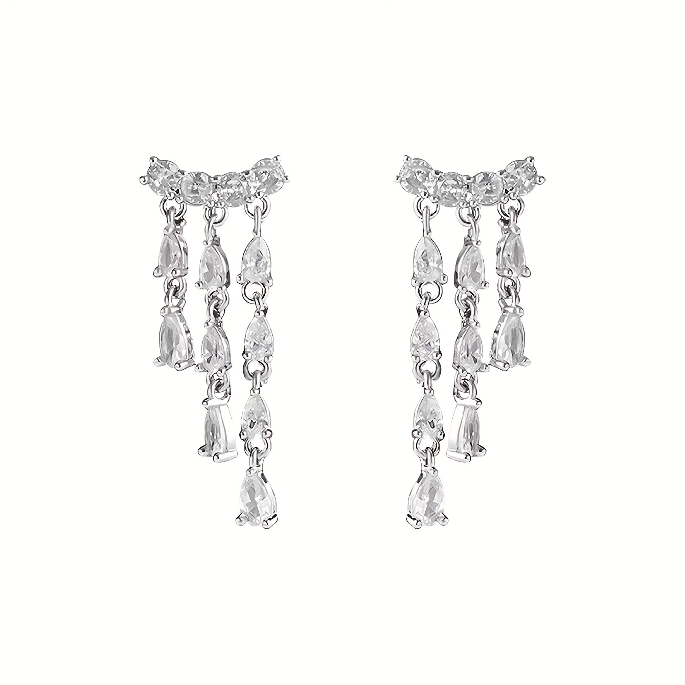 Women's Elegant Cold Feng Shui Drip Shaped Tassel Earrings