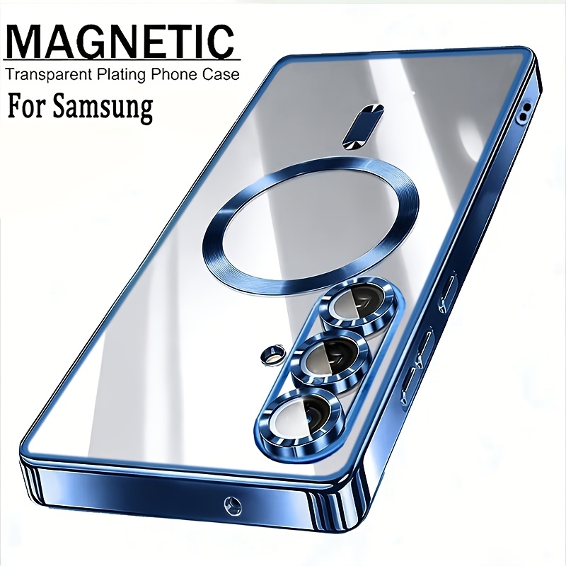 TEMU Coque de téléphone - Coque magnétique transparente de luxe pour Samsung A17 A37 A57, couverture plaquée transparente et souple pour Galaxy A16