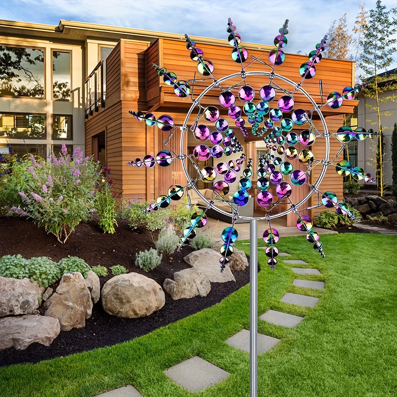 

Moulin à Vent Métallique 3D Scintillant - Décoration Extérieure Colorée et Résistante aux Intempéries pour Jardin, Pelouse & Patio, Moulins à Vent en Métal pour la Décoration de Jardin Extérieur