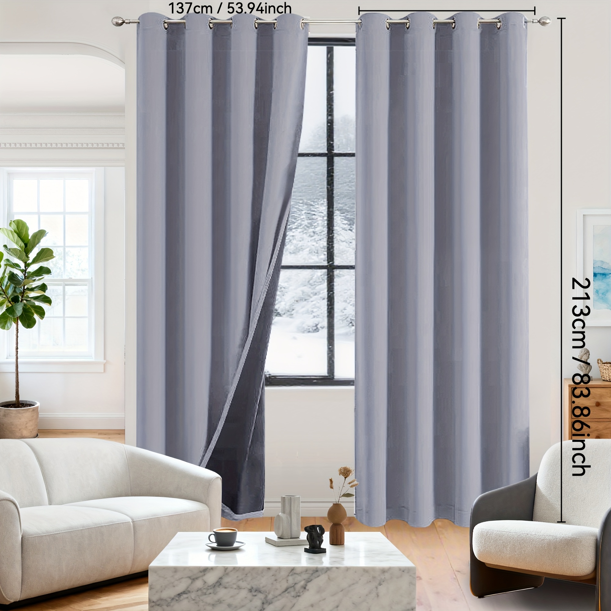 TEMU 2pcs 100% Blackout Curtains, Grommet Hanging Style, Suitable For Christmas, Halloween And Other Holiday Decorations, Privacy Protection & Noise