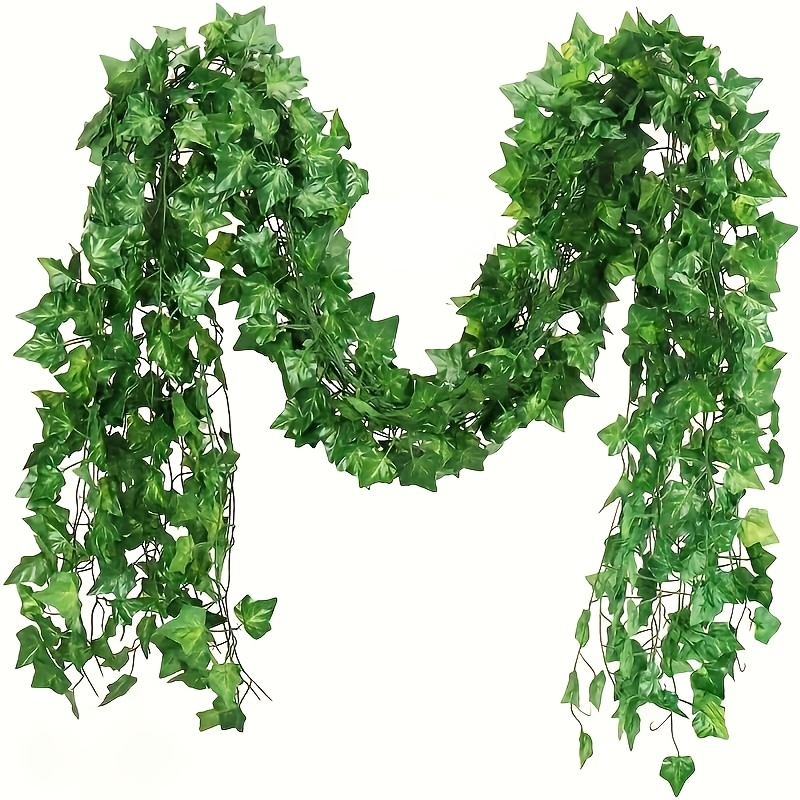 Set mit 12 knstlichen Efeu-Girlanden, unechte Ranken zur Dekoration von  Wnden in Schlafzimmern oder Rumen, mit grnen Blttern, ideal fr Partys  mit Dschungel-Thema und Hochzeitsdeko