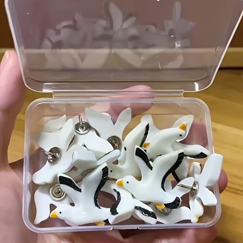 Image of 12pcs Seagull-shaped Push Pins, Abs Material, For Office And Home Use, Used To Secure Photos, Notes, And Documents, Ideal For Bulletin Boards And Corkboards, Office Supplies | Innovative Push Pins