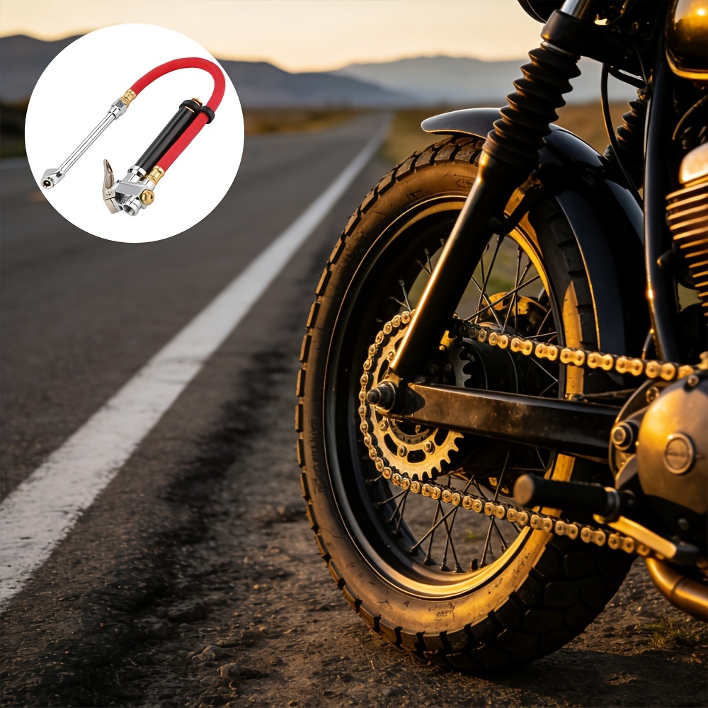TEMU 1pc Heavy-duty Tire Inflator With Dual- & 12” Hose - 10-120 Psi Portable Air Compressor Suitable For Cars, Trucks, Motorcycles, Car Tire Repair,