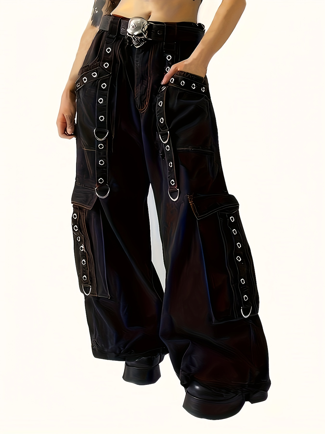 jentlouis Eyelet Baggy Denim Pants jent louis Eyelet Baggy Denim