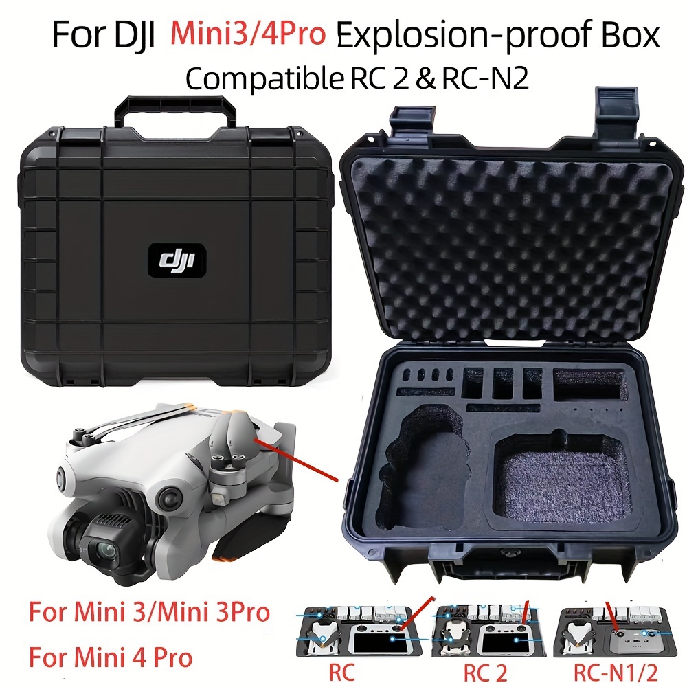 

Protective Case For Dji Mini 3/mini4 Pro, Waterproof Case, Compatible With Dji Rc/rc2/rc-n1/n2 Remote