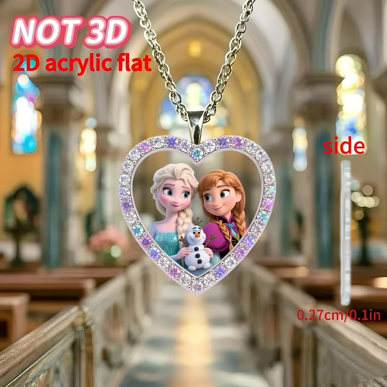 E-shop 2D Flat - 2D Ebene ., Disney Elsa und Anna Neue Acryl Mode Anhänger Kette, Schlüsselanhänger, Einfache und elegante Pullover Kette Anhänger in