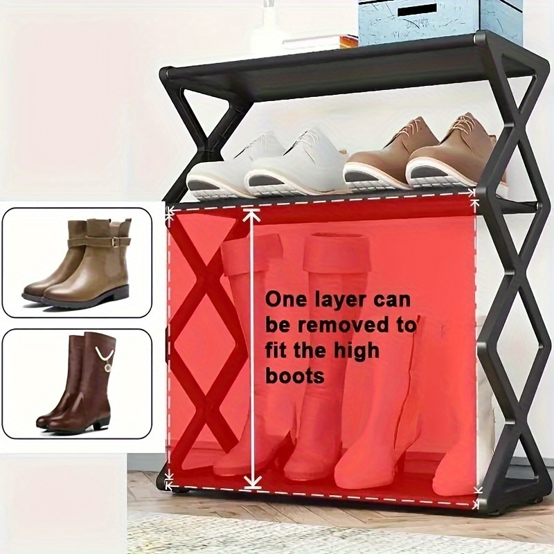 

easy Assembly" Sturdy 4-tier Shoe Rack - Stackable Organizer For Entryway, Garage & Hallway, Holds Up To 12 Pairs Of Shoes, Black