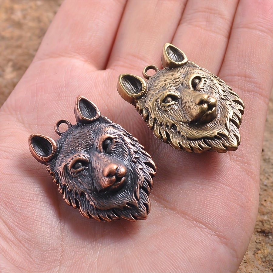 E-shop Ein Set aus 2 Vintage und einzigartigen kreativen Wolfkopf-Erweiterungen, geeignet für Schlüsselanhänger, Halsketten oder Freizeitkleidung