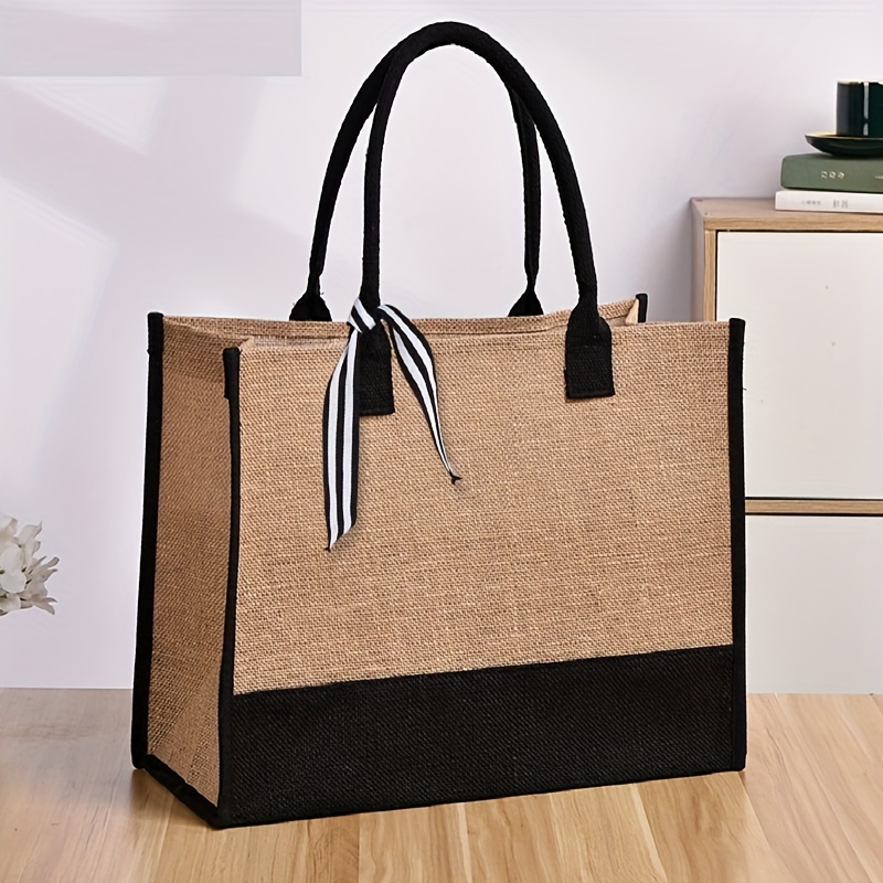 

Women's Minimalist Large Capacity Canvas Tote Bag, Solid Color, Hand Wash/, No-closure Top-handle Shopper