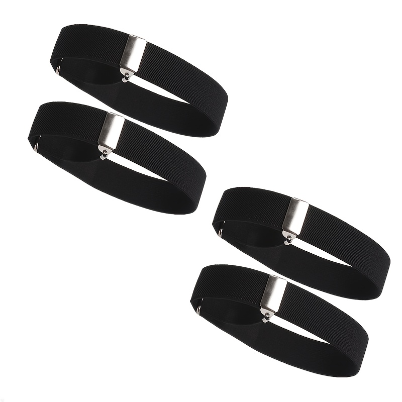 TEMU Lot de 4 (2 paires) Jarretelles de manches antidérapantes unisexes avec boucle, brassards de bras réglables, supports de manches pour tenue de