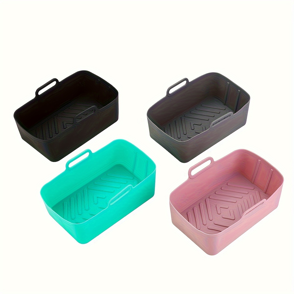 

2pcs Food-grade Silicone Air Fryer Liner Tray, Rectangular Oven Mat Baking Pan, Suitable For Flat Bottom Pot, Easy To Clean And Reusable, Resistant Pot Baking Pan, Kitchen Essential Baking Set