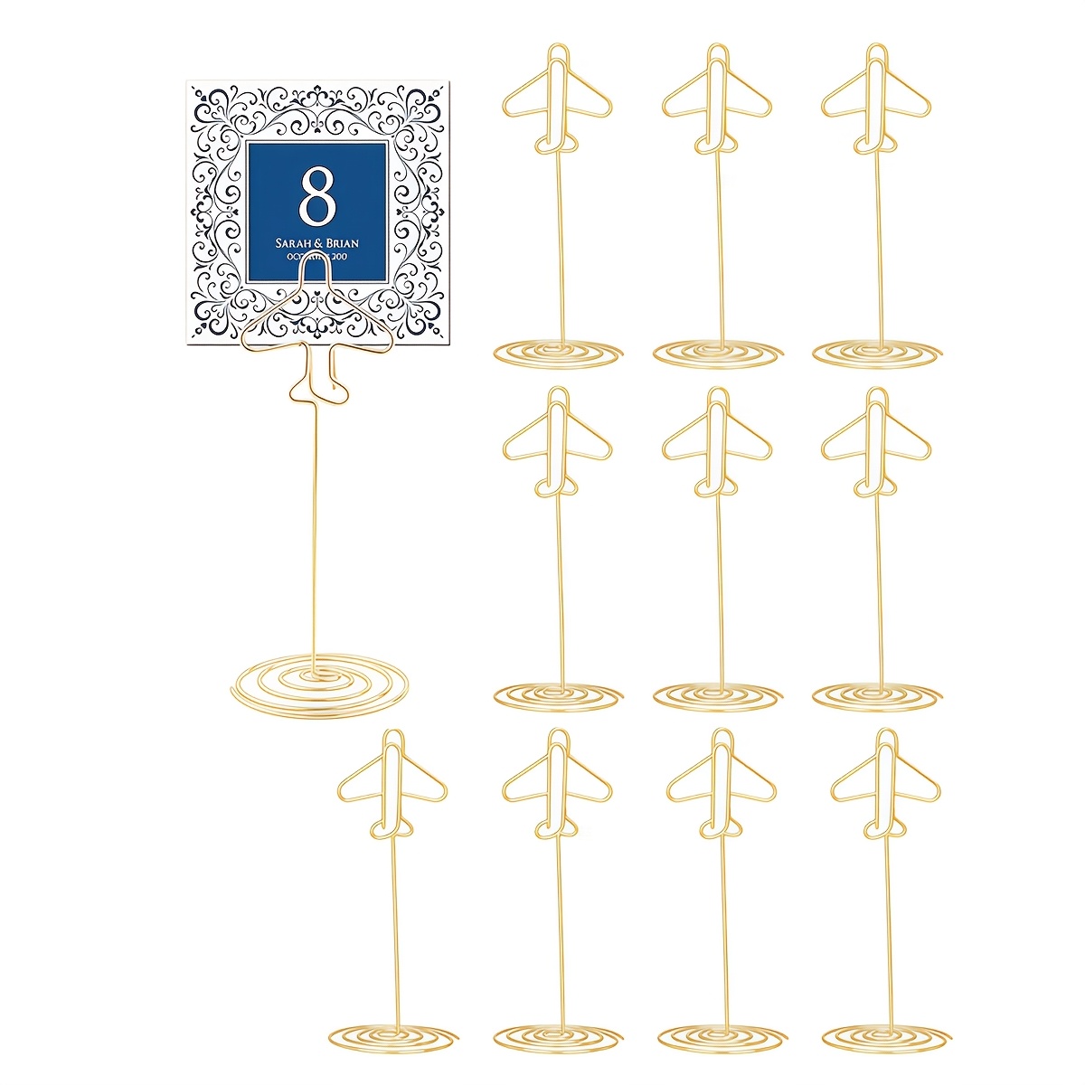 TEMU 10pcs Table Number Holders Airplane Shape Card Holders Photo Memo Holder Picture Holder For Wedding Birthday Party Table Number Sign Anniversary