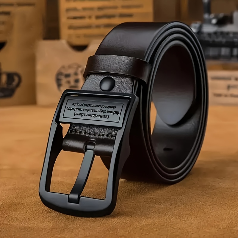 

Vintage-inspired Men's Leather Belt With Alloy - Jeans & Formal Wear, Ideal Gift , Button