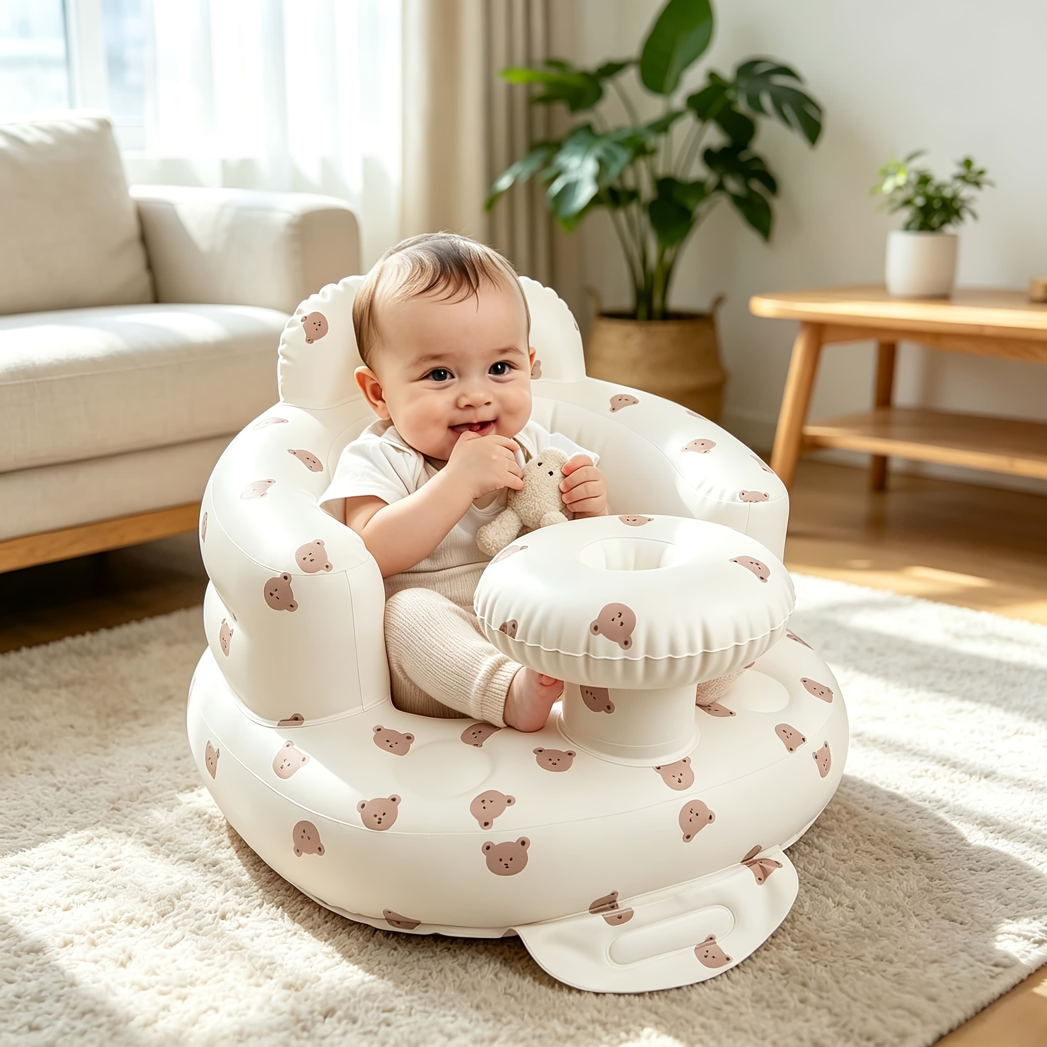 TEMU Asiento Inflable para Bebés de 3 Meses en , Asientos de Piso para Bebés para Sentarse, Sillas para Bebés, Silla Inflable para Bebés con Bomba de