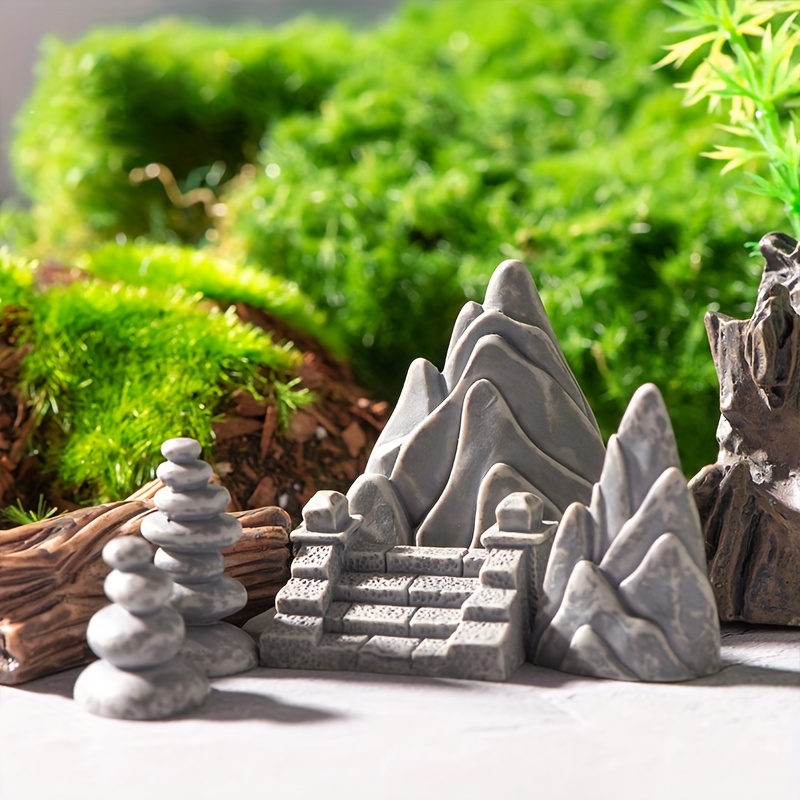 

15pcs Rockery Stone Pagoda Building Resin Decoration - Vintage Rockery Stone Pagoda Building Resin Decoration Micro Landscape Garden Sand Table Landscape Decor