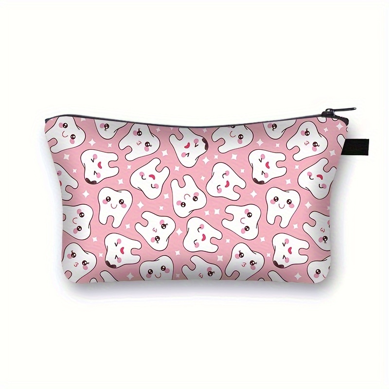 Cute Teeth And Tooth Print Cosmetic Bag Fashion Women Toiletry Bags Lipstick Napkin Storage Pouch For Travel: retailer-supplied image