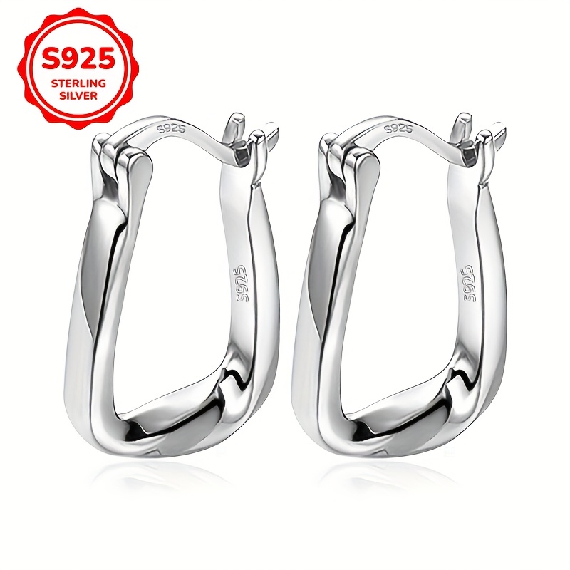 

Boucles d'Oreilles Élégantes en Argent Sterling 925 Torsadées pour Femmes - Design Géométrique Simple, Parfaites pour Tenue Décontractée & Cadeau