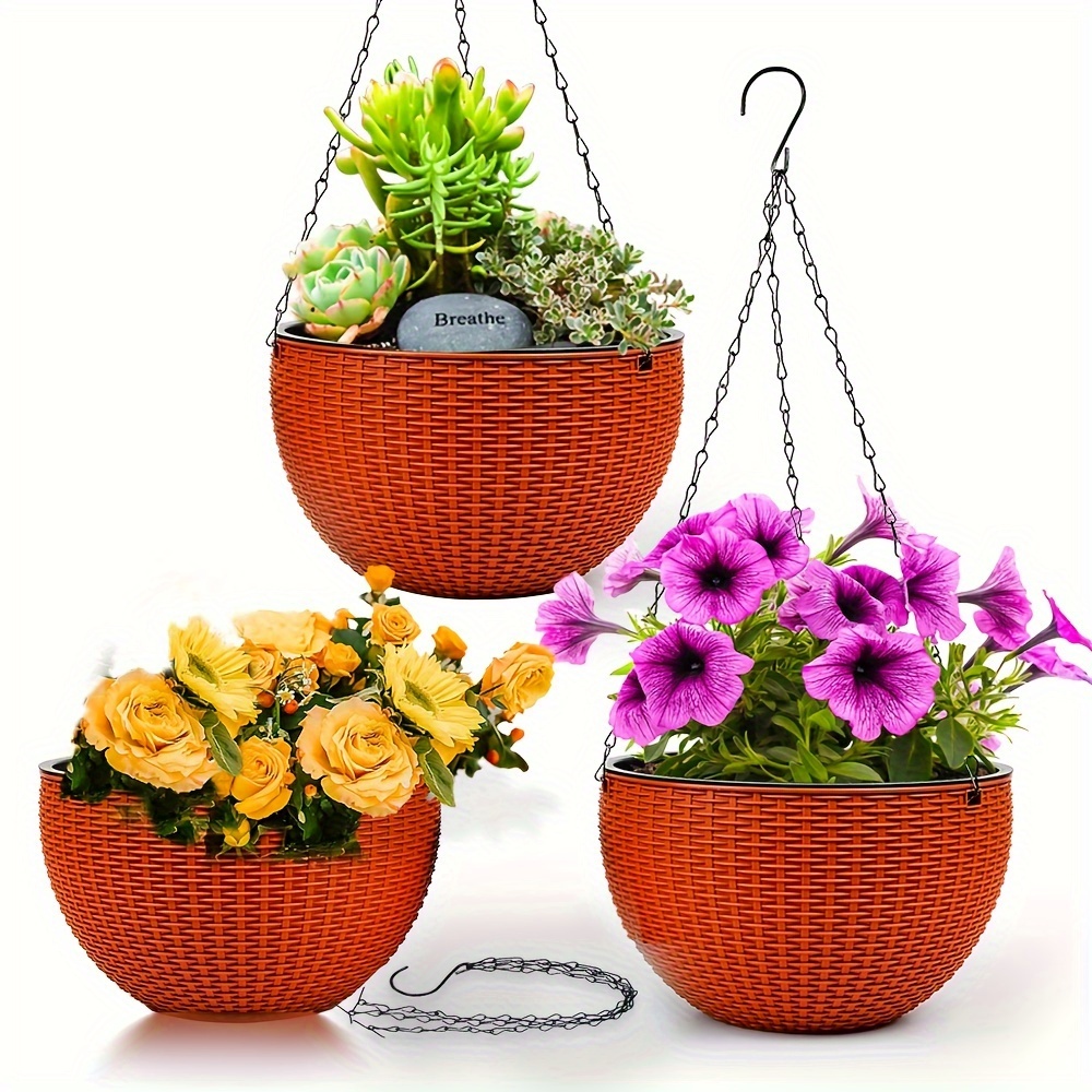 set three hanging pots plants suitable indoor outdoor use - Temu