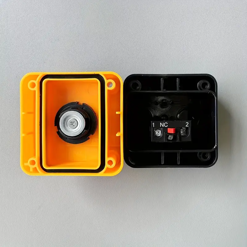 1pc red mushroom emergency stop button switch no nc waterproof electrical safety waterproof switch metal construction copper contact waterproof button industrial use machinery Product details 1