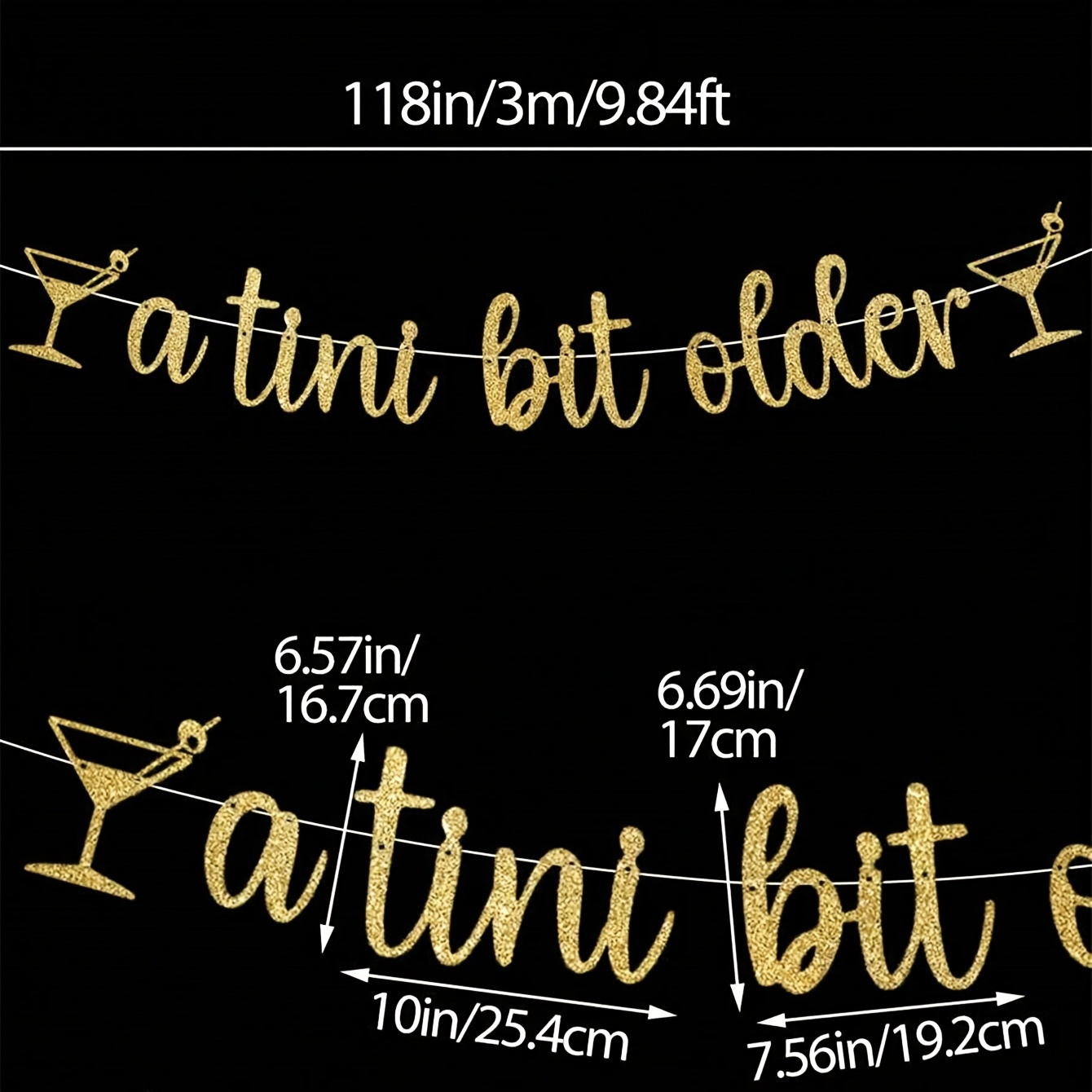 A Slightly Older Banner In Glittery Golden For Decorations At A Martini-themed Birthday Celebration