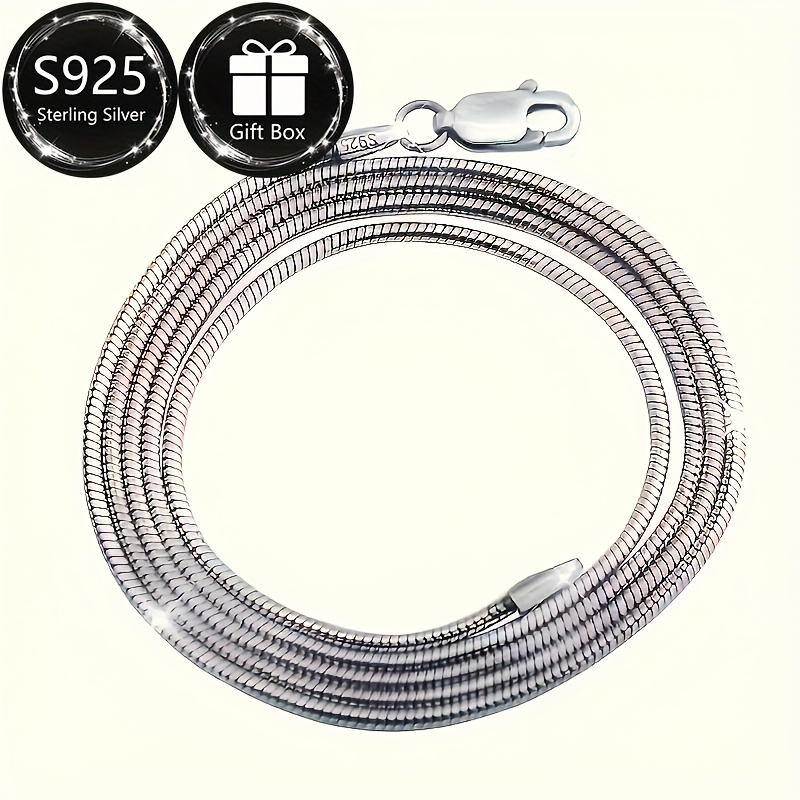 925 Sterling Silver Snake Bone Chain Necklace