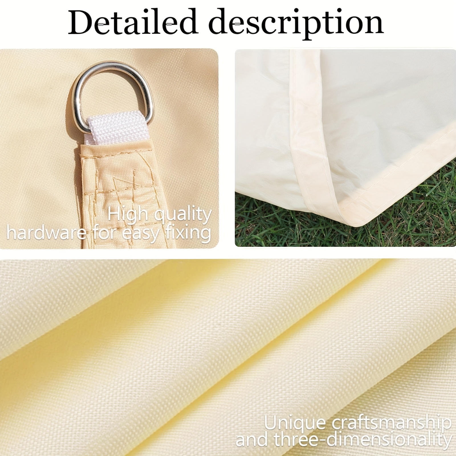 1pc Rectangular Sunshade Sail, Outdoor Pavilion UV Blocking Canopy, Yard Shade Tent for Patio Lawn, Beige