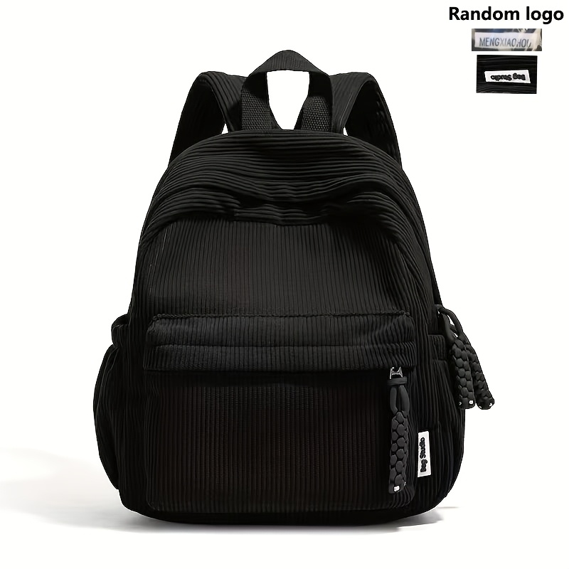 TEMU Ladies' Fashionable Corduroy Backpack With Adjustable Shoulder Straps, Zipper, And Multiple Colors From(random Logo)