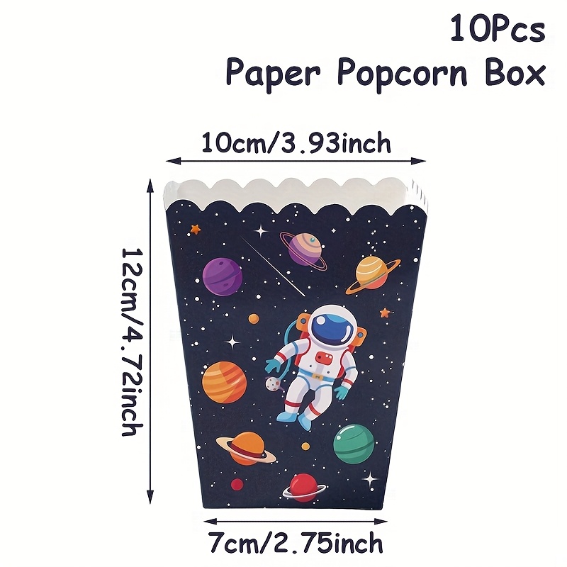 E-shop 10 Stück blaue Astronauten-Popcorn-Boxen – Weltraum-Motto Partydeko mit Planeten & Stern, für Geburtstage, ähnliche Feierlichkeiten