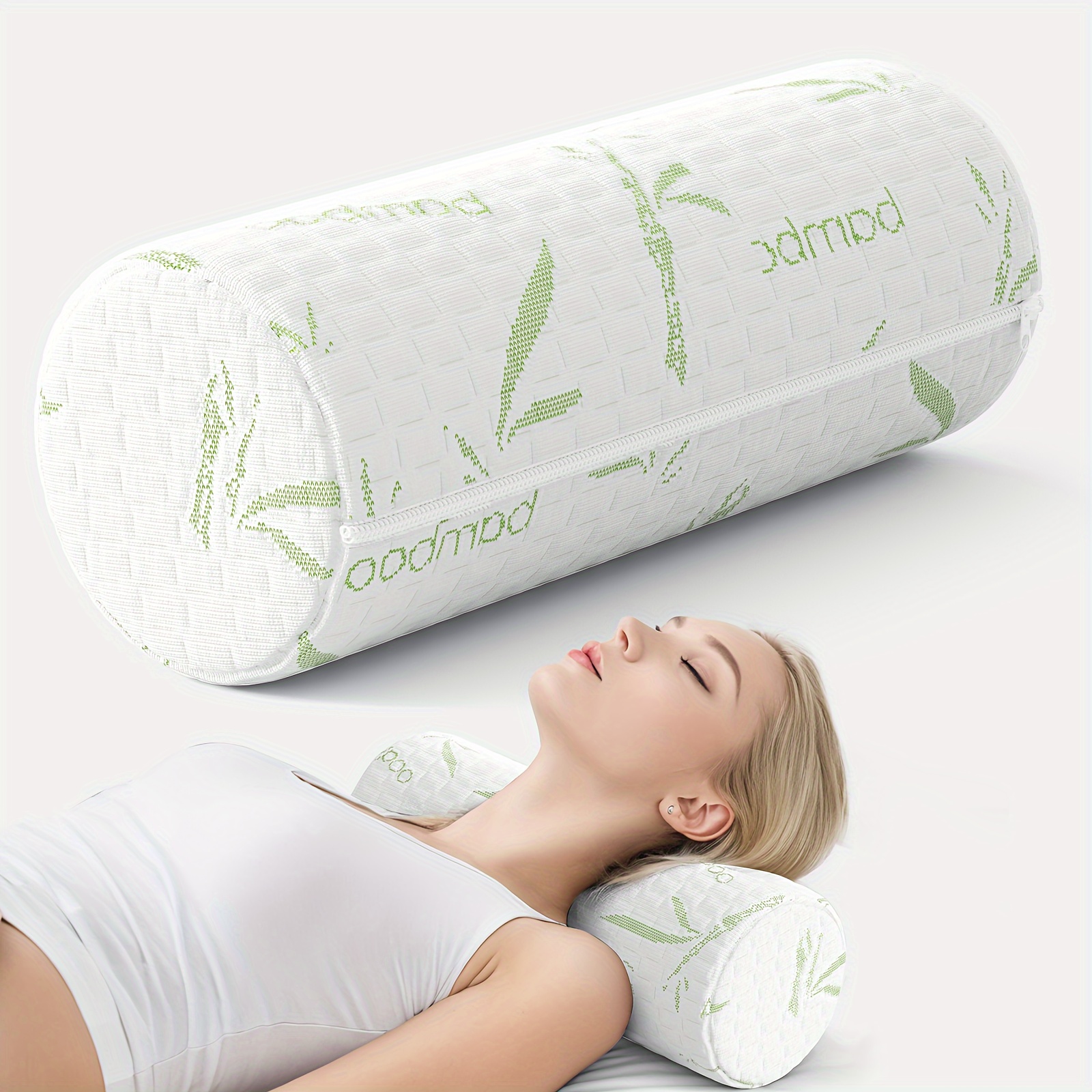 

1pc Round Cervical Roller Pillow With Removable Washable Pillow Cover Ergonomically Designed To Fit The Head, Neck, Back And Legs, Ideal For Spine And Neck Support (white)