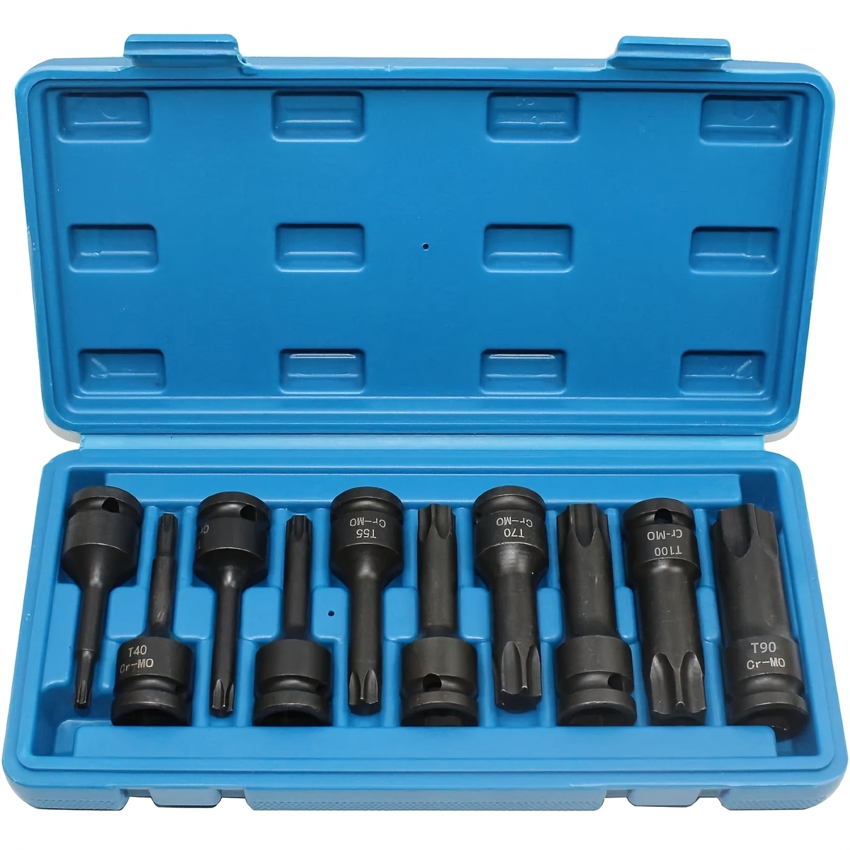 Image of Facoow Torx Bit Socket Set, 10pcs 1/2" Drive Impact Torx Bit Socket Set T30 T40 T45 T50 T55 T60 T70 T80 T90 & T100 Sockets, Cr- Torx Impact Socket Set For Fastener Replacement With Case
