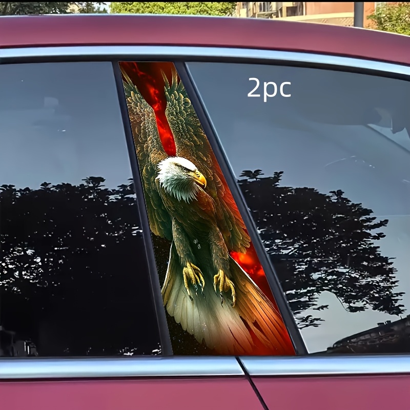 TEMU And Interesting 2pcs Car Center Pillar Stickers Personality Creative B-pillar Protective Film Flame Decals Suitable For Cars, Walls, Window