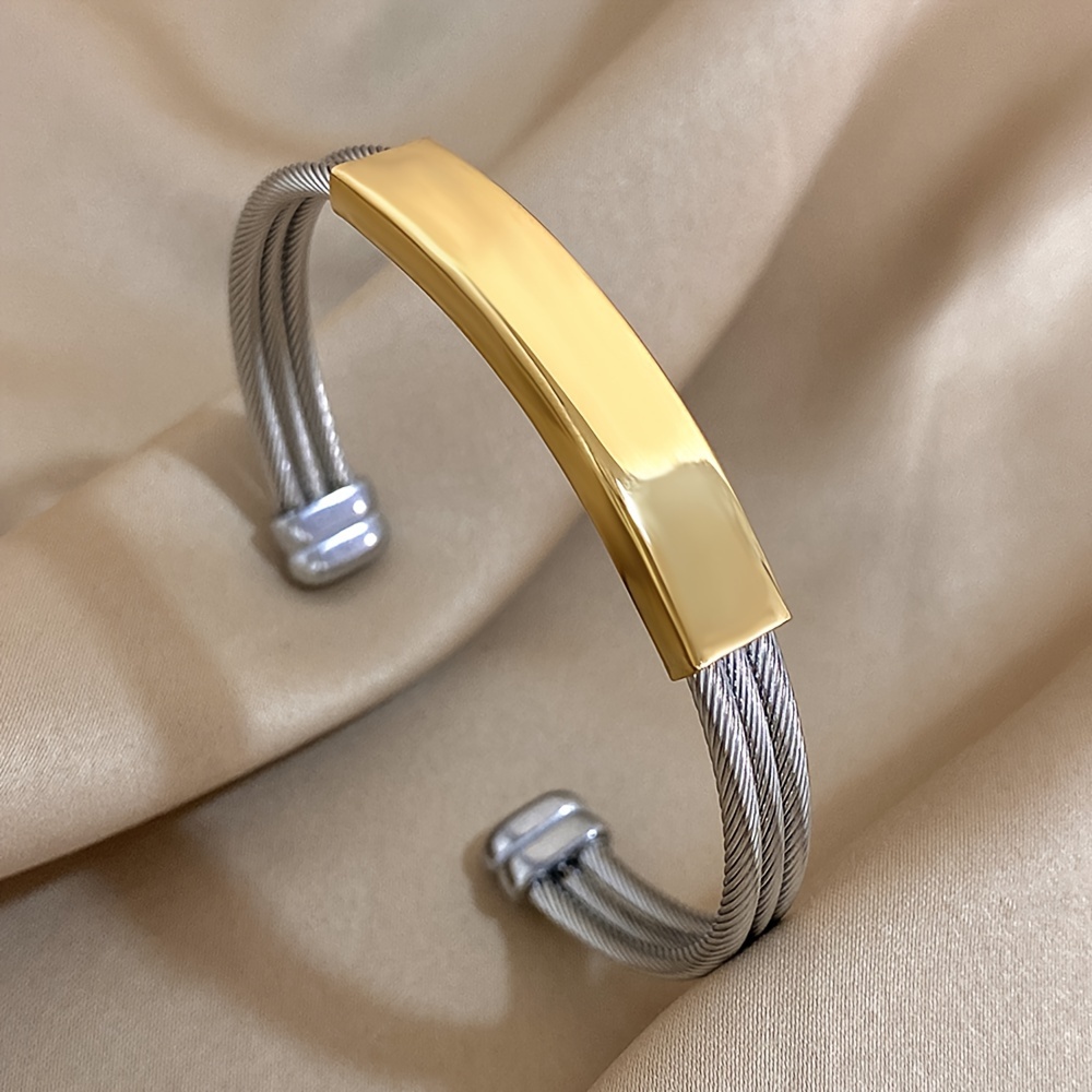 Stainless Steel Silvery Cable Wire Bangle Bracelet, Unique Design