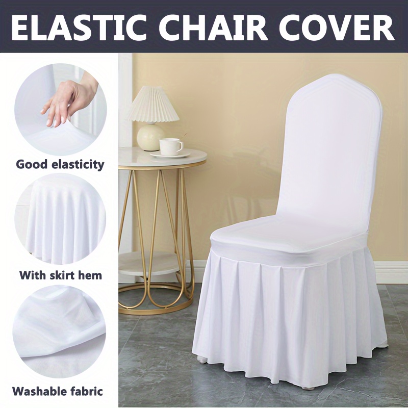 6 12pcs chair cover with skirt long elastic spandex dining chair slipcover protective cover wedding elastic dining chair cover detachable and washable suitable for hotels weddings banquets and household home decor