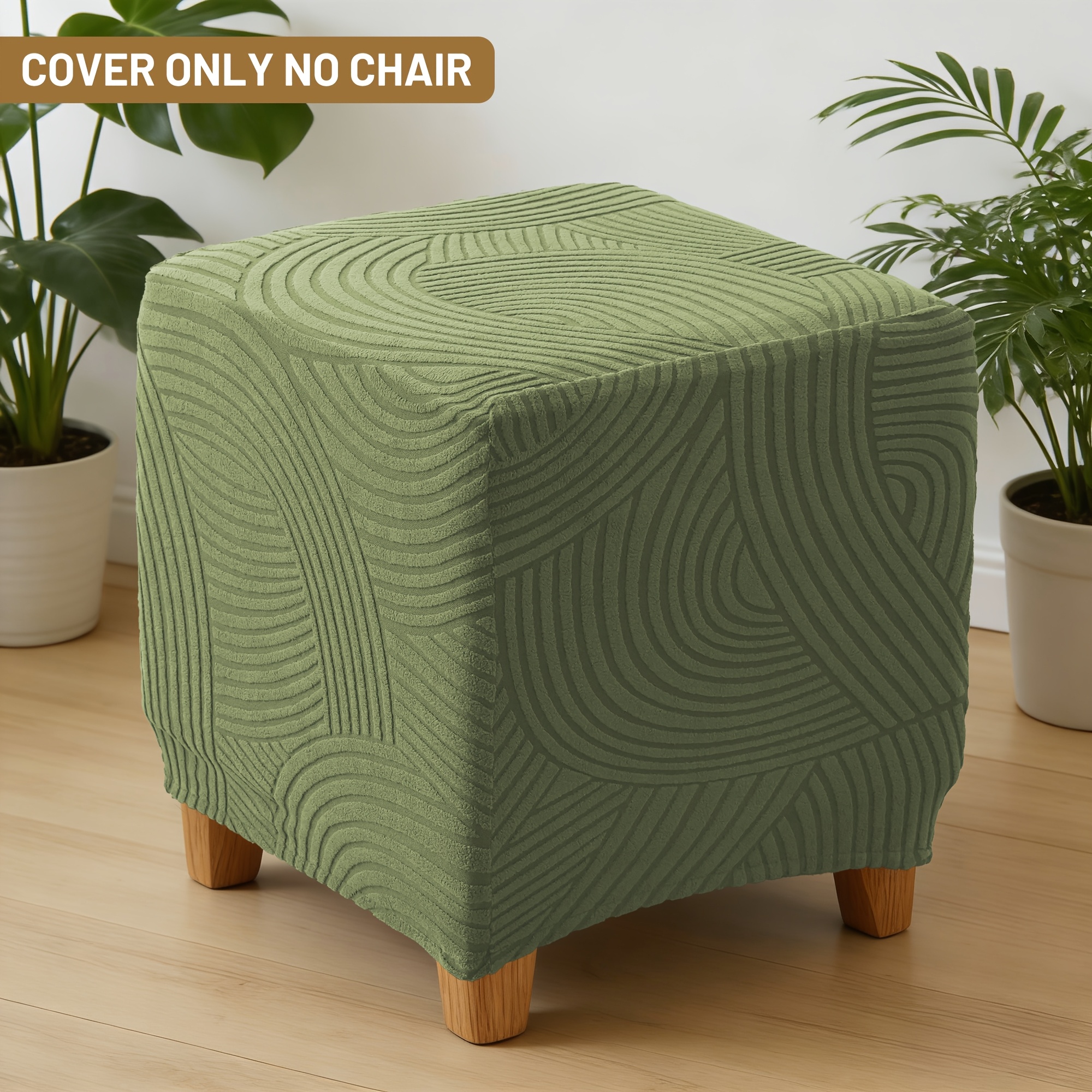 TEMU 1pc Elastic Footstool Cover With Stretchable -fit - Soft Chair Suitable For Square Stools, Footrests, Ottomans, Machine Washable Cover Fits Most