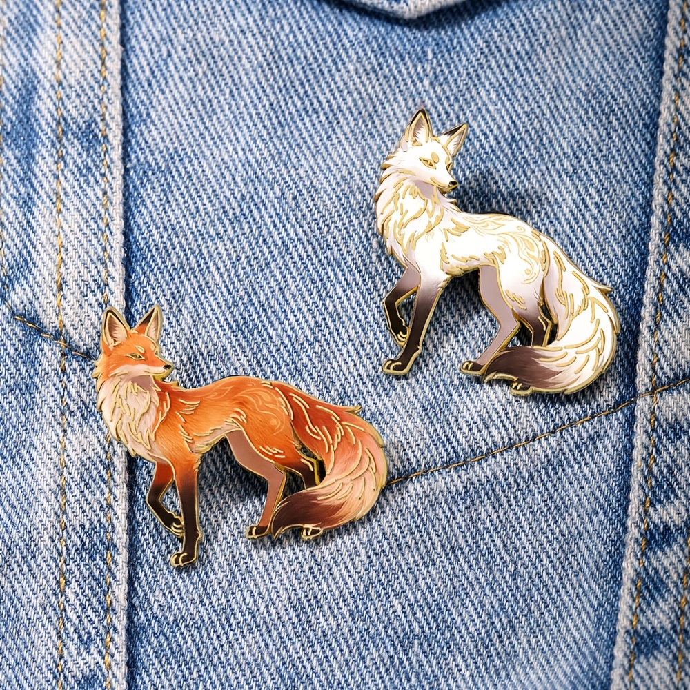 E-shop 2 Stück/Set Kunstfuchs Emaille Brosche Pin Modische Dekorative Broschen Anstecker Schmuck Geschenke für Revers oder Tasche