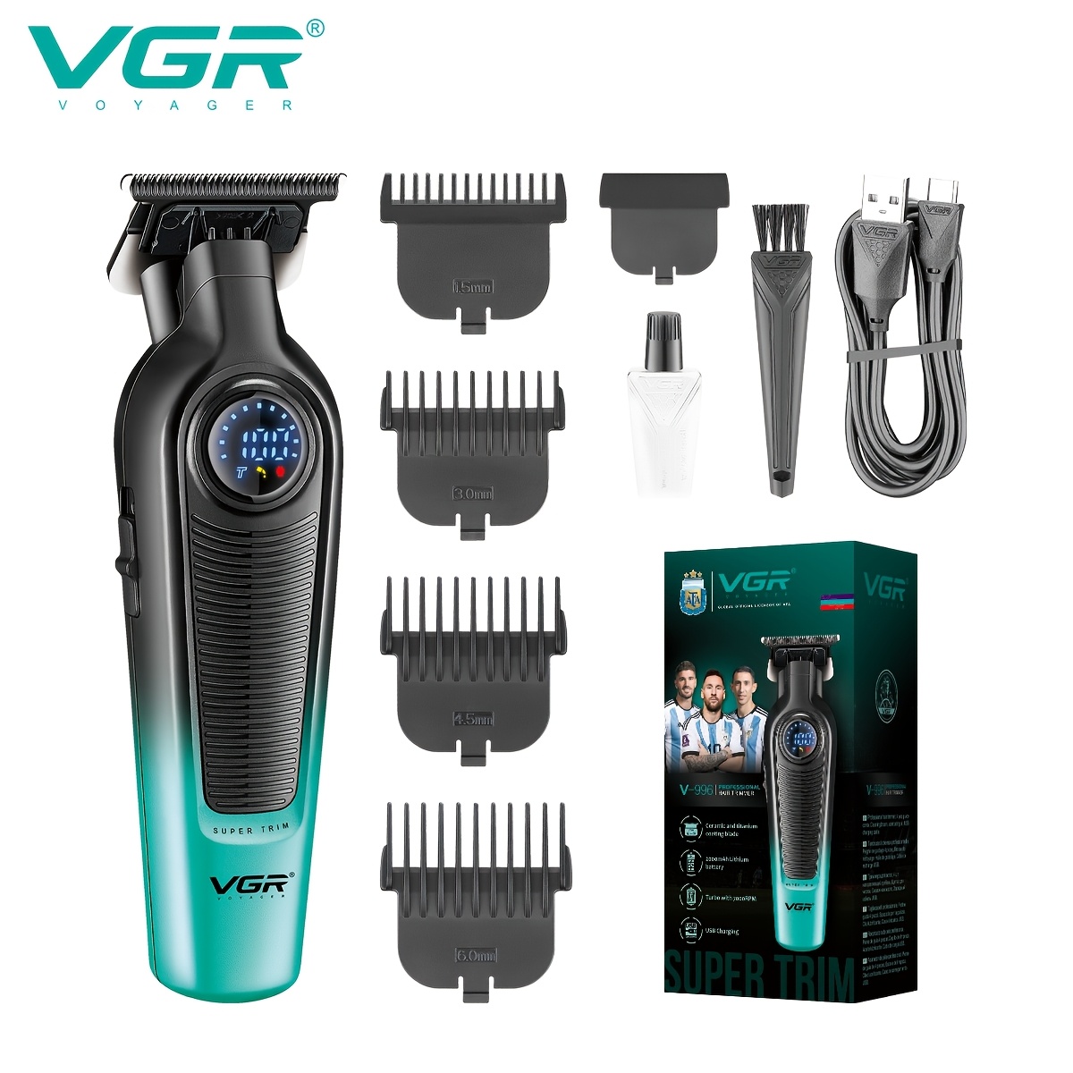 Image of Vgr V-996 Men's Hair Clipper - Cordless Hair Clipper, Suitable For Styling And Sculpting, Of Cutting Hair And Body Hair, Shaving, In Yellow And Green Dual-color Options, Making It A Great Gift For Men
