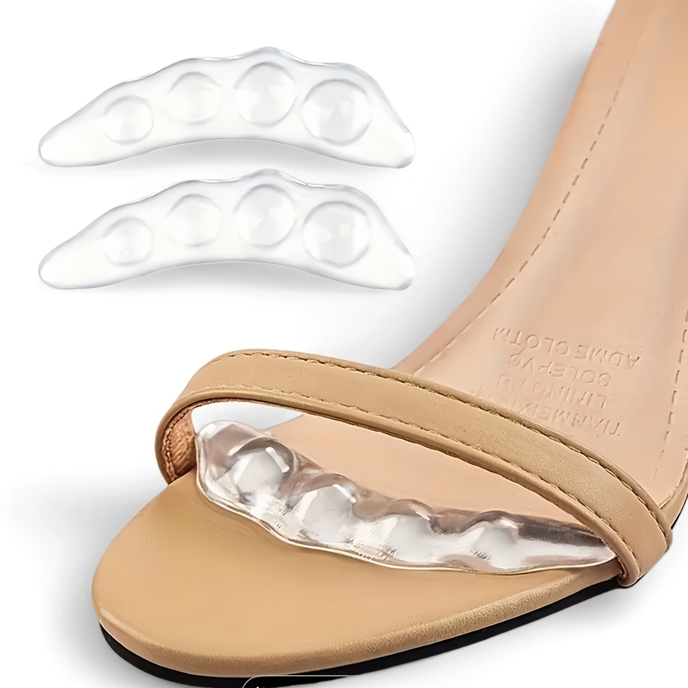 Image of 1 Pair Silicone Anti-slip Insoles, Suitable For High Heels And Sandals Self-adhesive Forefoot Pads, Non-slip Sole Grip Design Transparent Gel Shoe Pads, Enhancing Stability , Shoe Additions