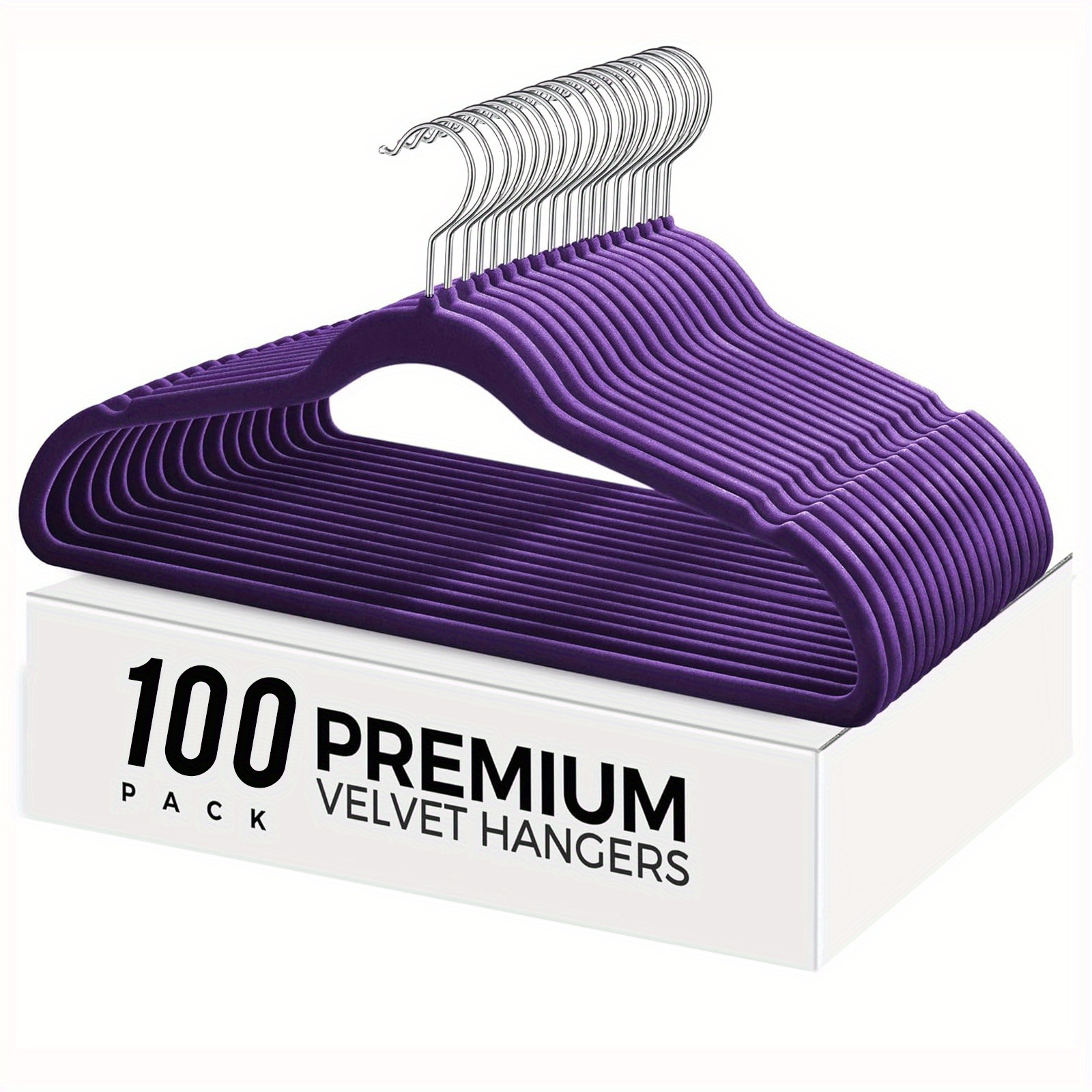 30/100pcs Purple Velvet Hangers with 360° Swivel Hook, Premium Slim Felt Clothes Hangers, Sturdy Suit Hangers for Closet Space Saving Clothing & Closet Storage