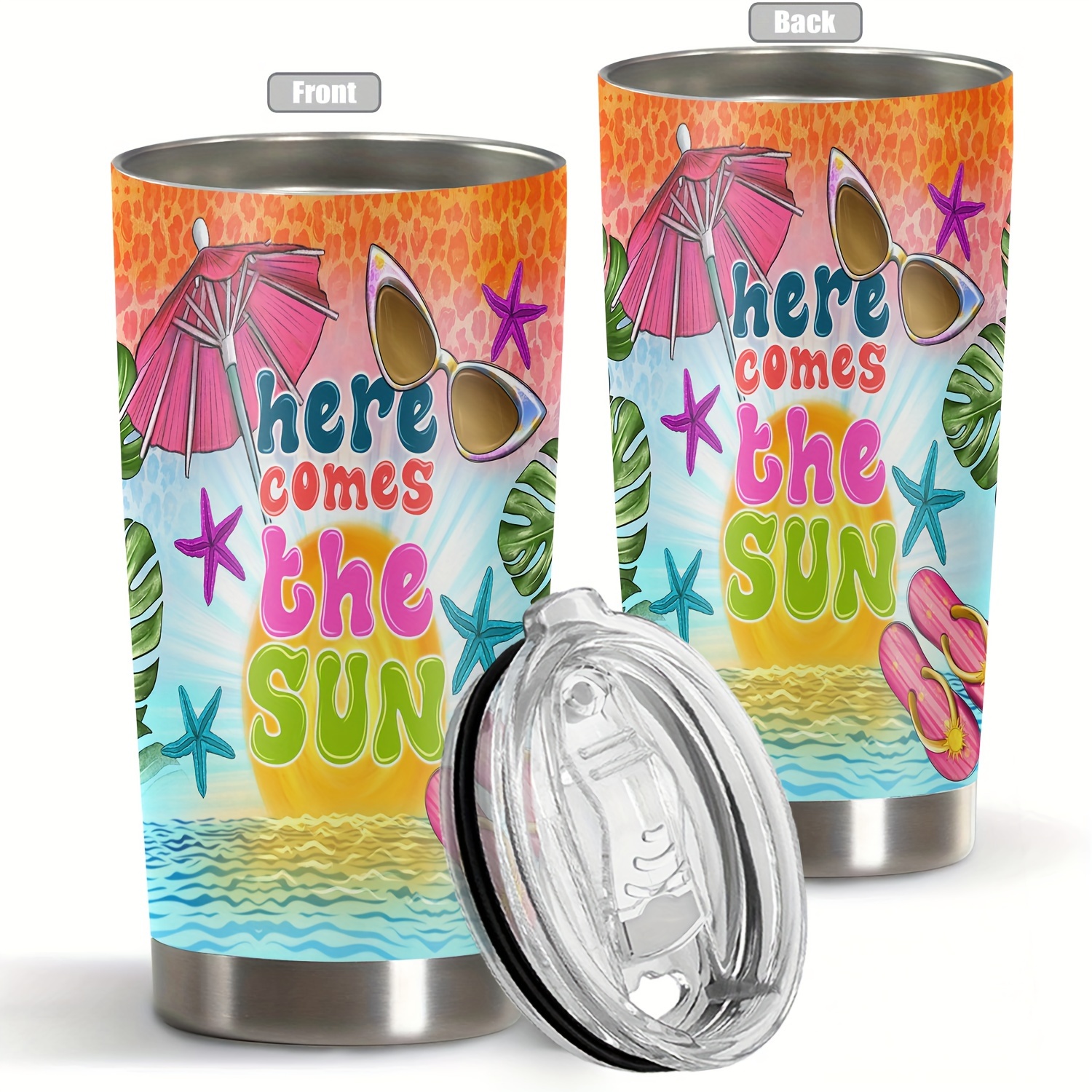 

1pc, 20oz Stainless Steel With "here Comes " Print, Double Wall Vacuum Insulated Travel Mug, Ideal Gift For Family, Friends, Birthday, Christmas, Women, Mom, Sisters, Teachers, Coworkers