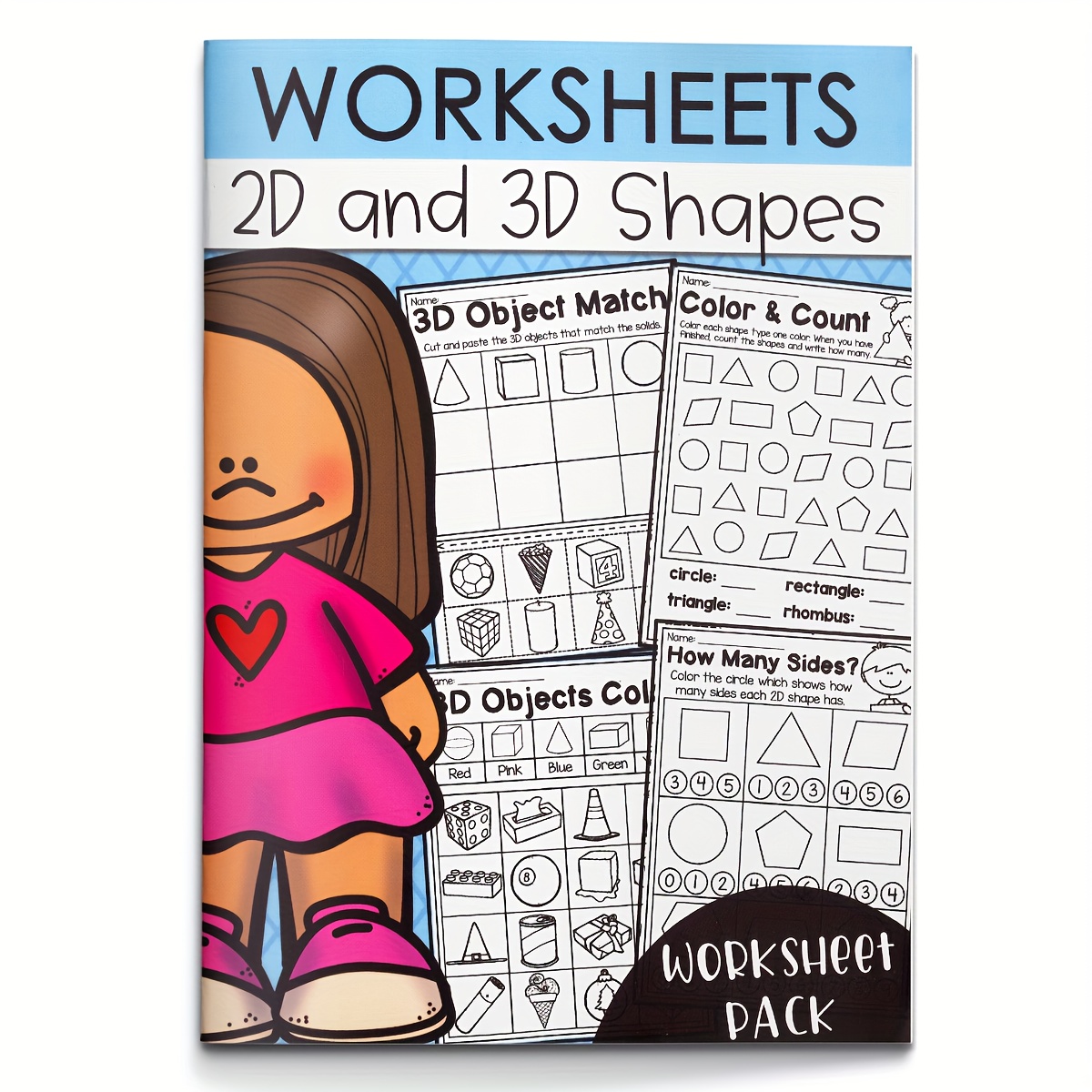 2d & 3d Shapes Worksheets For Homeschool & Classroom - Math Practice Sheets With Color & Count, Identifying Geometric Shapes