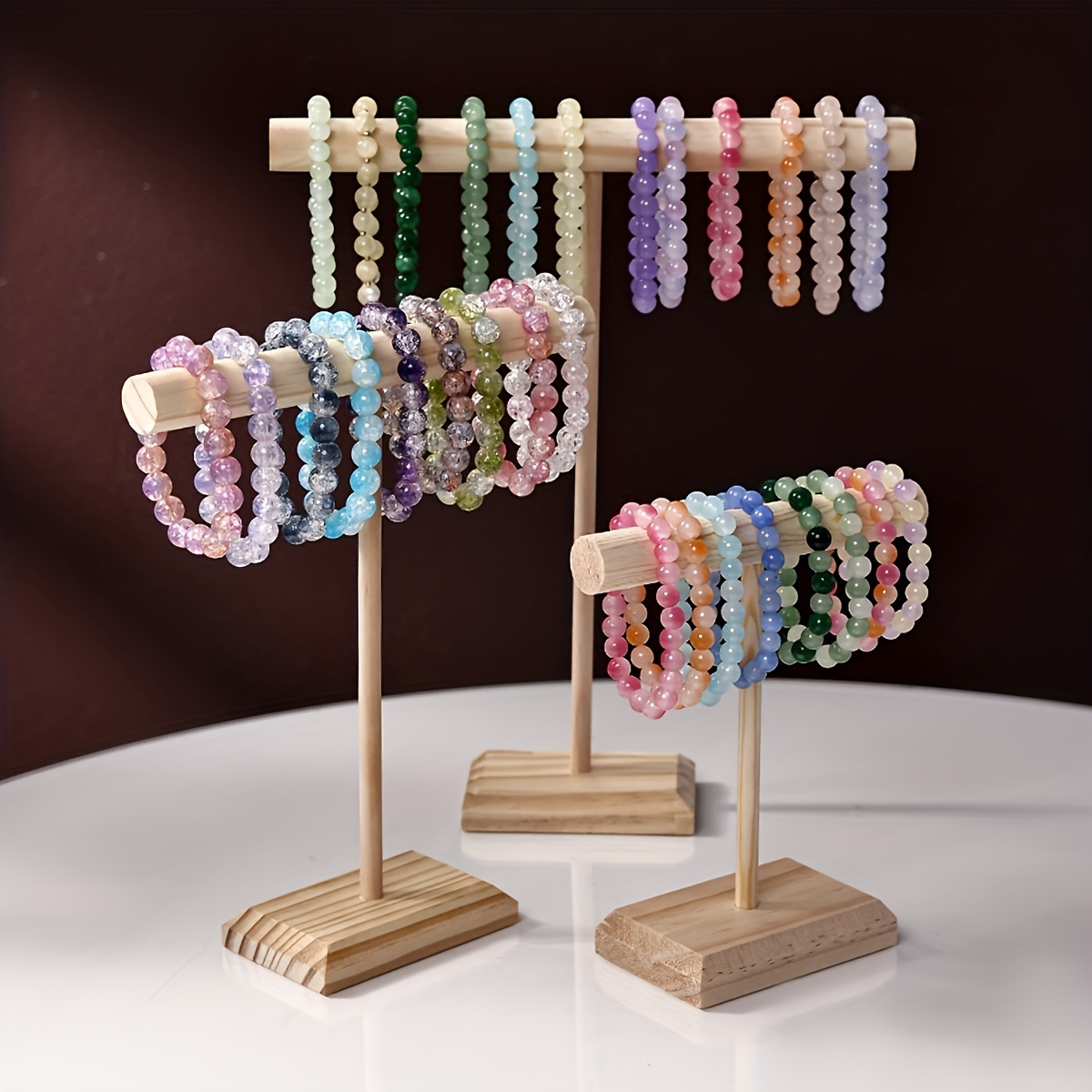 

Wooden Jewelry Display -bar Necklace Holder, Detachable Portable Hanging Rack For Accessories, Easy Assembly, Versatile Display For Home And Retail Use